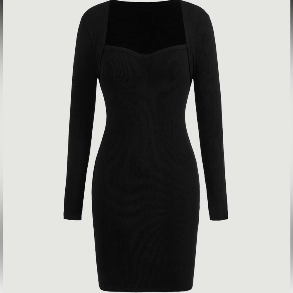SHEIN Mod Classic Black Long Sleeve Dress